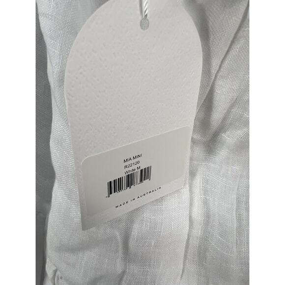 Rumer The Label Mia Mini Dress Size Medium White 100% Linen - Picture 7 of 10